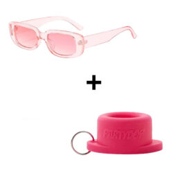 Zonnebril classic dik montuur + Universele Partydop roze