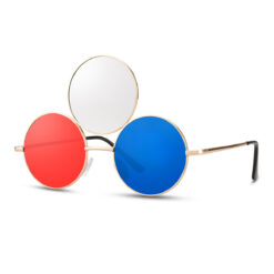 Ronde zonnebril met 3 glazen - Rood/transparant/blauw