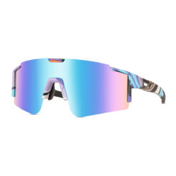 Multicolor sport zonnebril met print - Blauw/paars glas