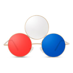 Alternative view of Ronde zonnebril met 3 glazen - Rood/transparant/blauw