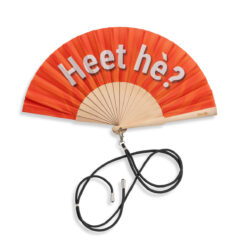 Ravelife - Festival Neckfan - Oranje handwaaier met koord - Hout - Heet hé?