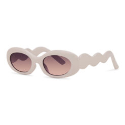 Beige retro festival zonnebril met smoke glazen