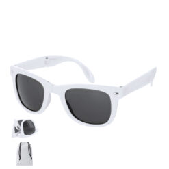 Opvouwbare classic zonnebril met UV400 bescherming en brillenzakje - Wit