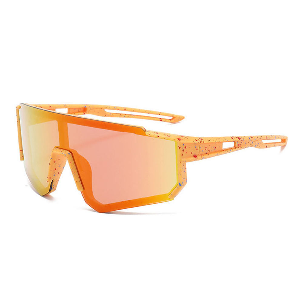 Sport zonnebril voor kinderen met semi randloos montuur en oranje pootjes - Multicolor glas