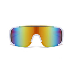 Alternative view of Witte sport zonnebril met semi randloos montuur en oranje pootjes - Multicolor glas