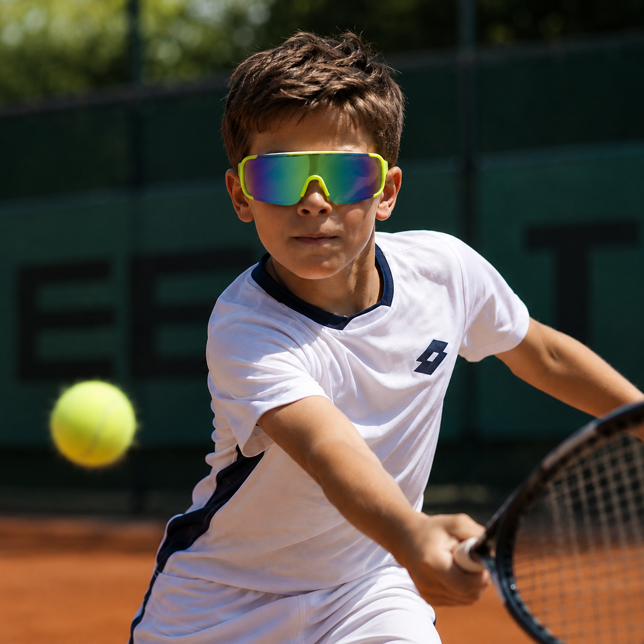 Sport zonnebril voor kinderen met semi randloos montuur en lichtgroene pootjes - Multicolor glas - Afbeelding 3